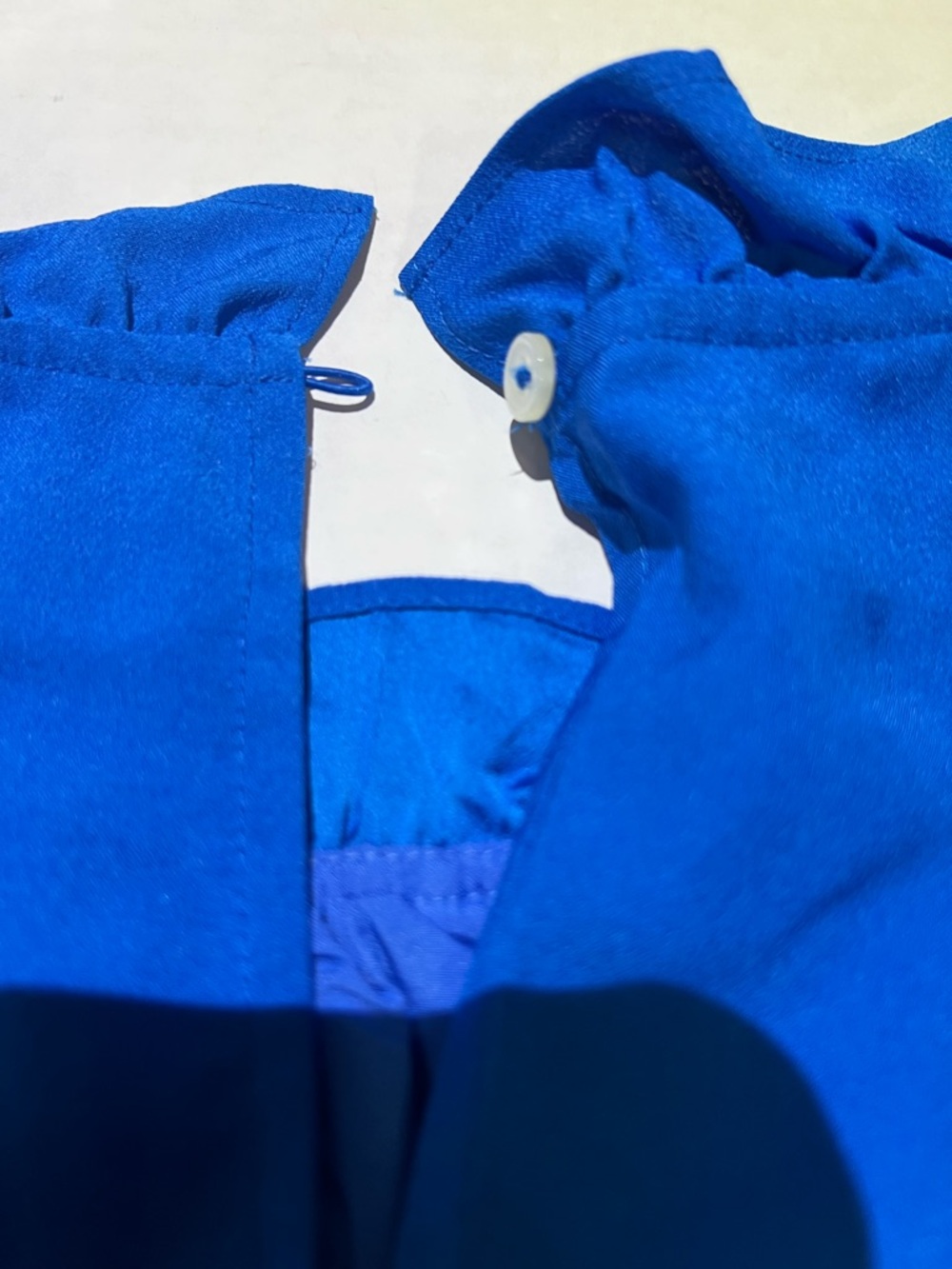 J Crew Blue Ruffle Neck Sleeveless Blouse Size Small Lightweight Top - Picture 11 of 11
